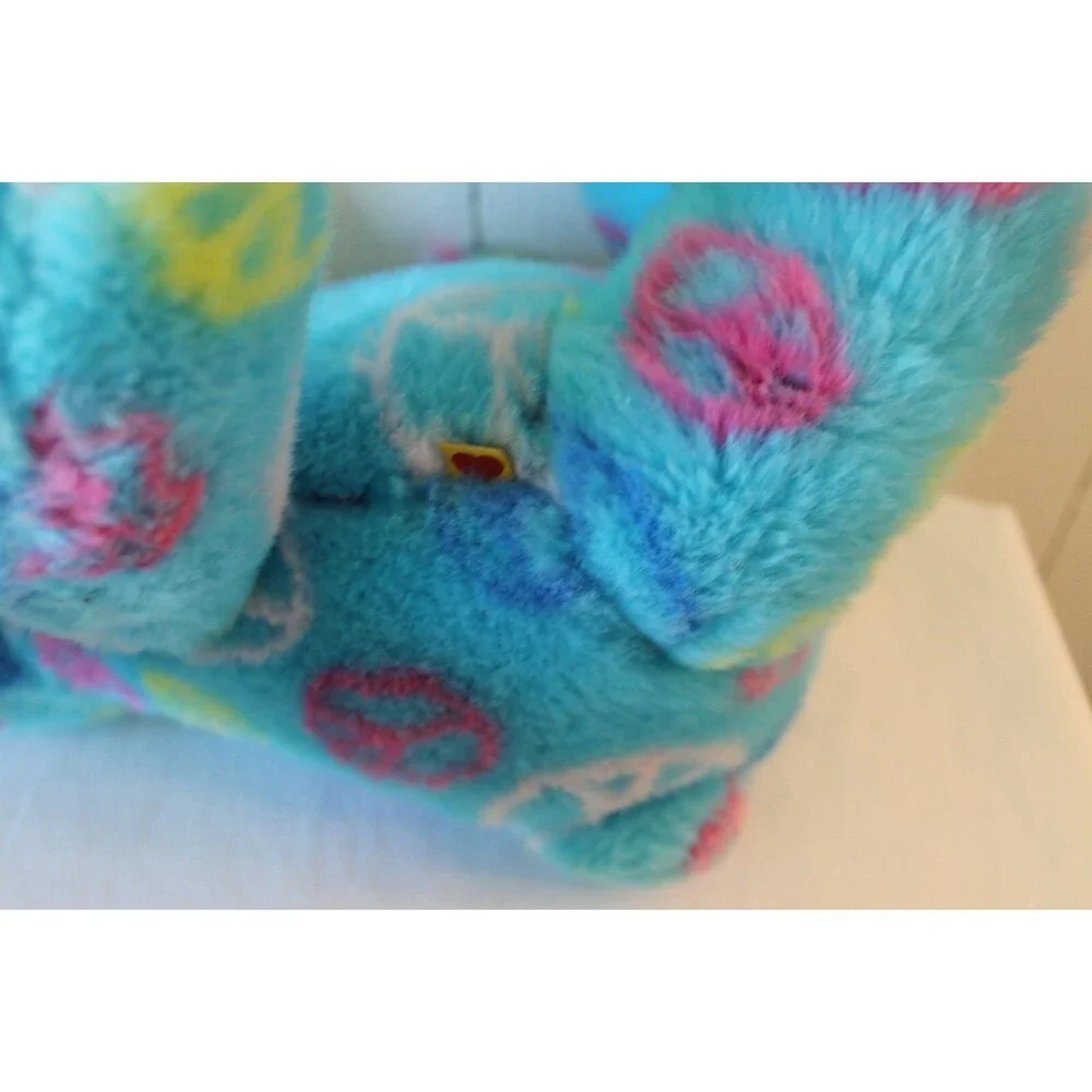 Build A Bear Blue/Pink Peace Bear Soft Plush Toy Animal 14
